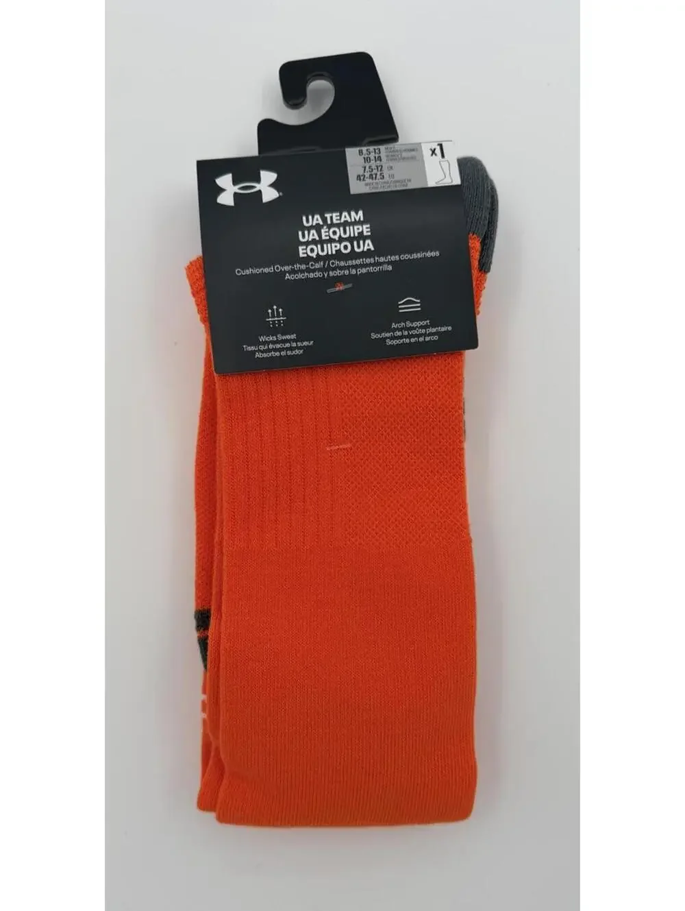 Under Armour UA Team 1386253 Team OTC Socks Large Orange​